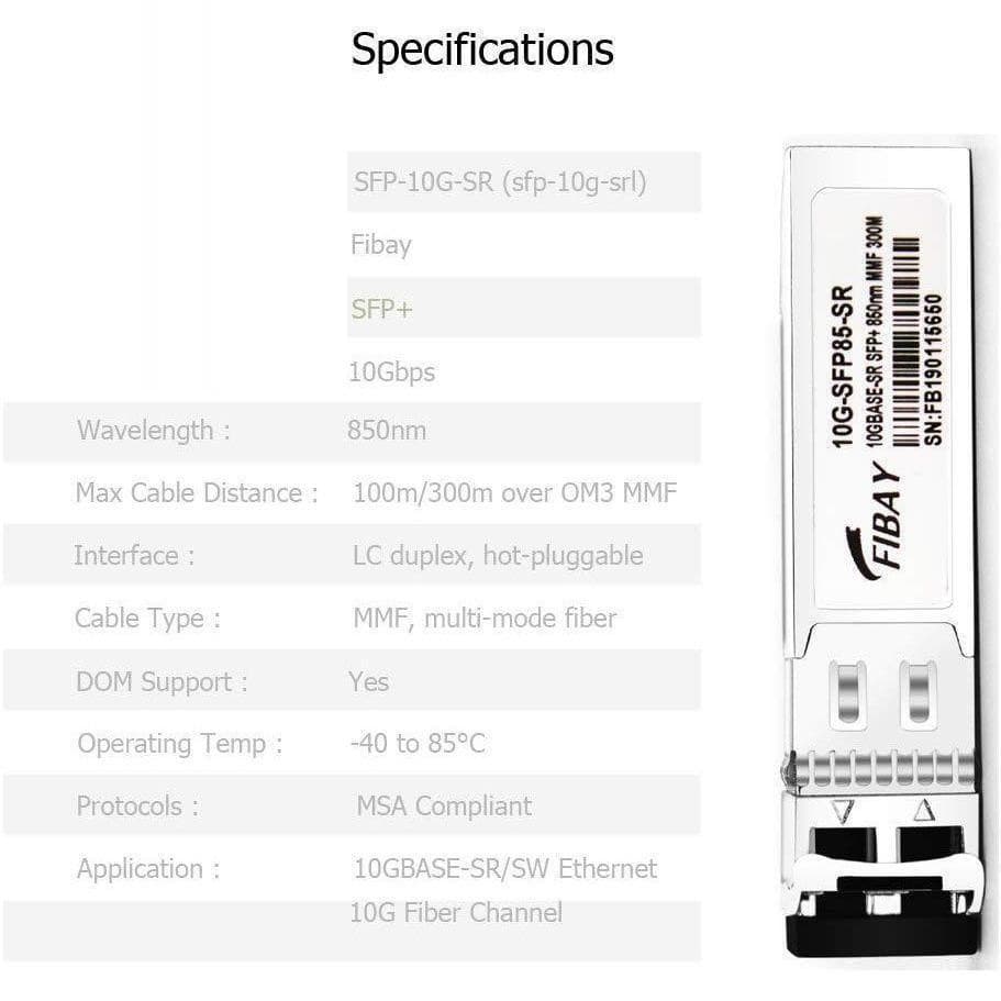 10G SFP SR for Dell Force10 GP-10GSFP-1S Dell 407-BBOU 10GBASE-SR SFP+ Module Transceiver MMF, 850nm, 300m, LC, DOM-FoxTI