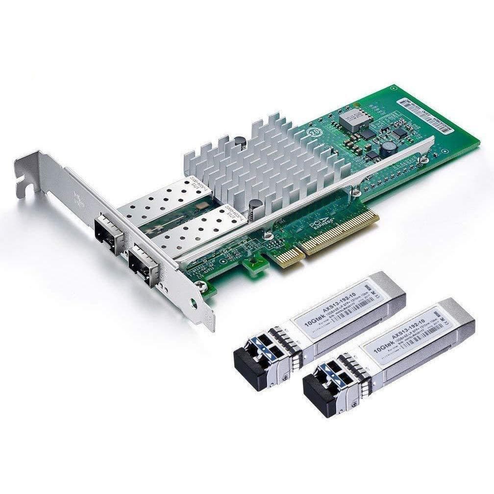 10Gtek for Intel E10G42BTDA 82599ES Chip 10GbE Ethernet Converged Network Adapter X520-DA2/X520-SR2, PCI-E X8 Dual SFP+ Port-FoxTI