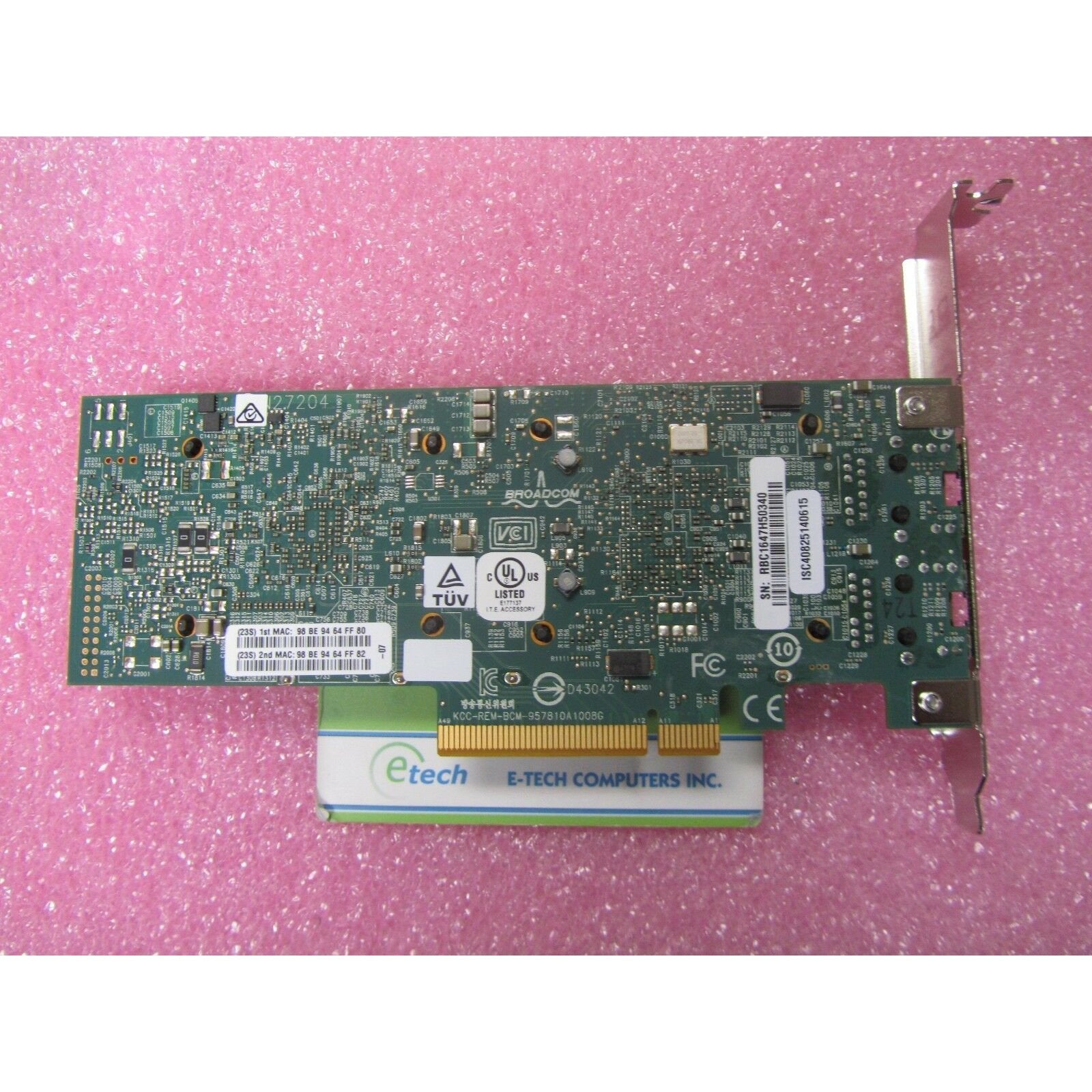 44T1370 - Broadcom NetXtreme 2x10 Gigabit Ethernet BaseT Adapter for System x 883436557511-FoxTI