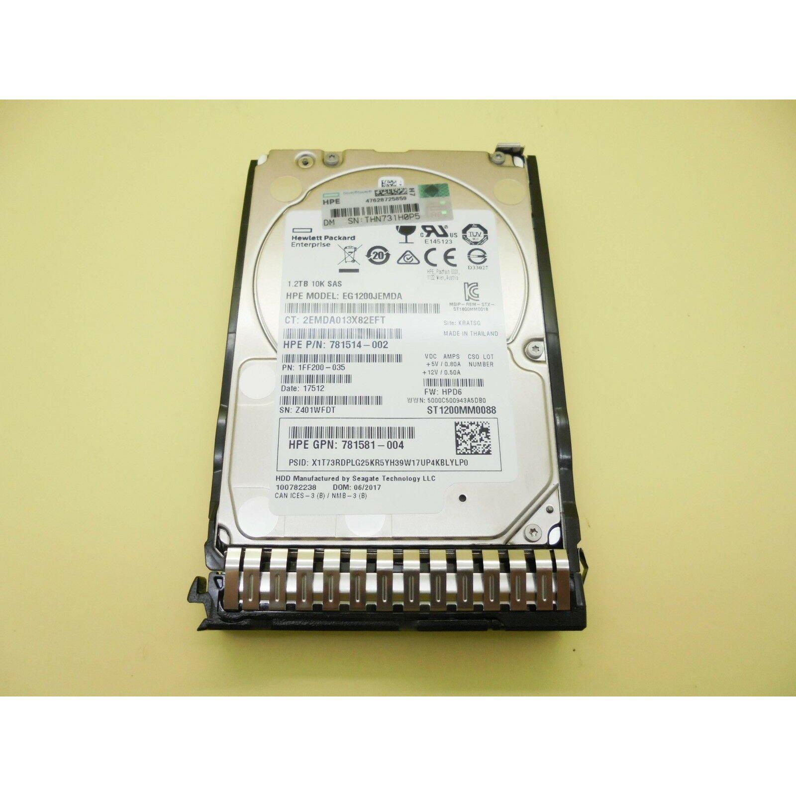 872479-B21 HP 1.2TB SAS 12G ENTERPRISE 10K 2.5IN SC DS HDD 872737-001 4549821073429-FoxTI