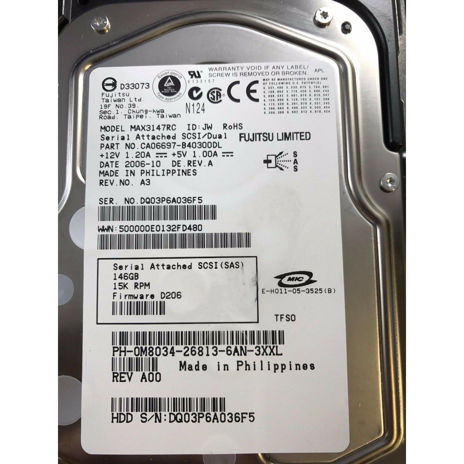 DELL M8034 MAX3147RC CA06697-B40300DL 146GB 15K SAS HOT PLUG HARD DRIVE 102646059333-FoxTI