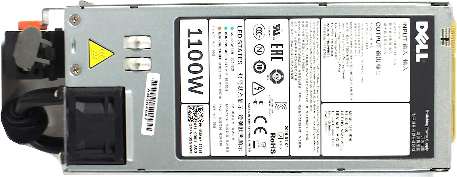 Dell 1100W DC Redundant Power Supply for PowerEdge R520 Server PN: C7JTF Y1MGX 5G4WK Fonte