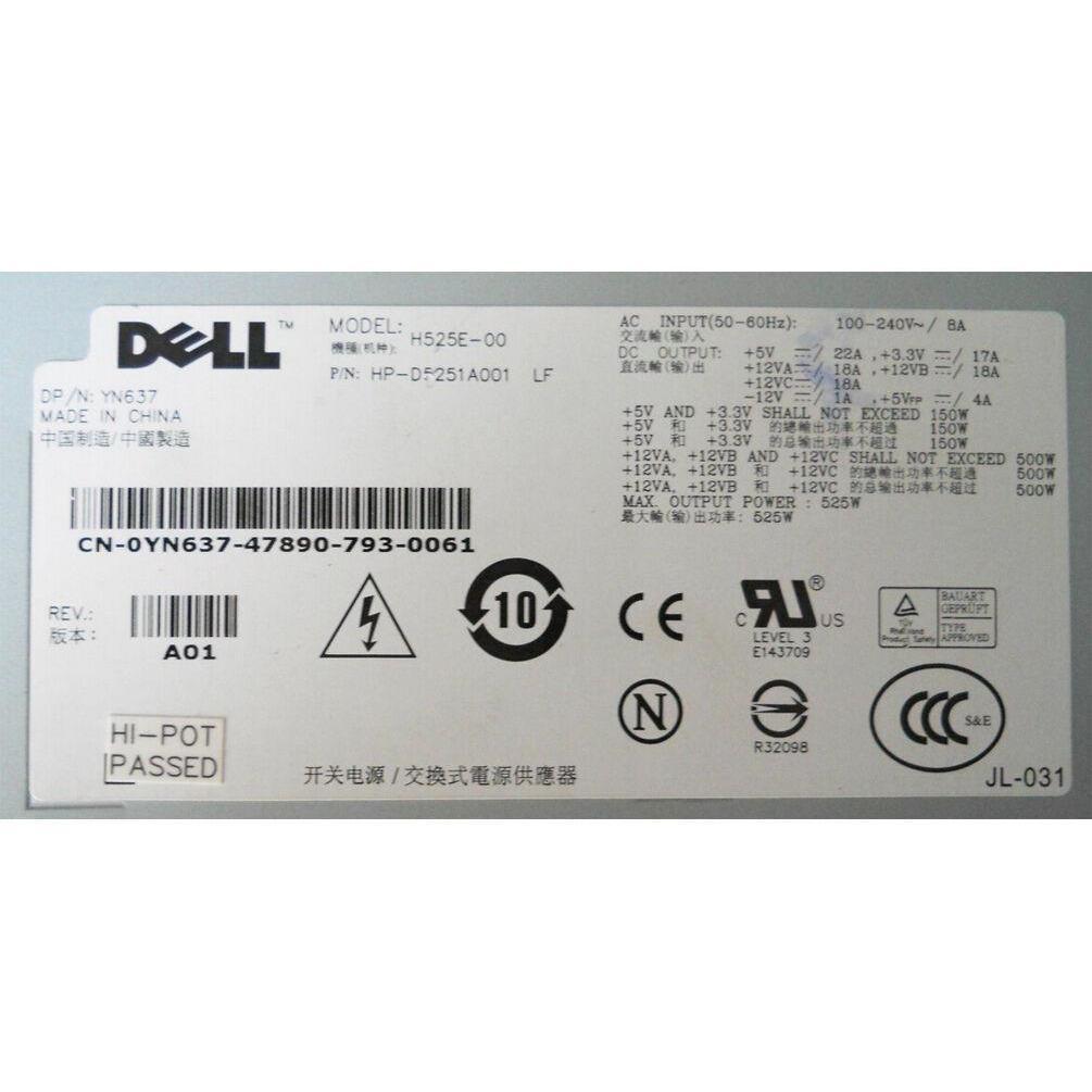 525W Power Supply For Dell PowerEdge T410 M331J YN637 Server PSU Unit 746856940991-FoxTI