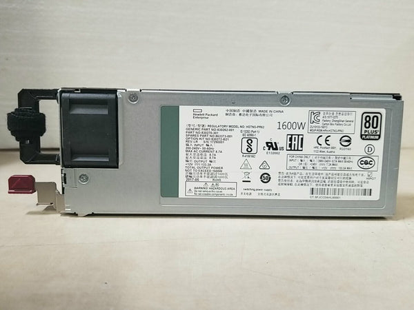 FUENTE DE ALIMENTACIÓN HP 1600W PLATINUM 96% DE EFICIENCIA PARA DL360 DL380 G10 HSTNS-PR62-HP