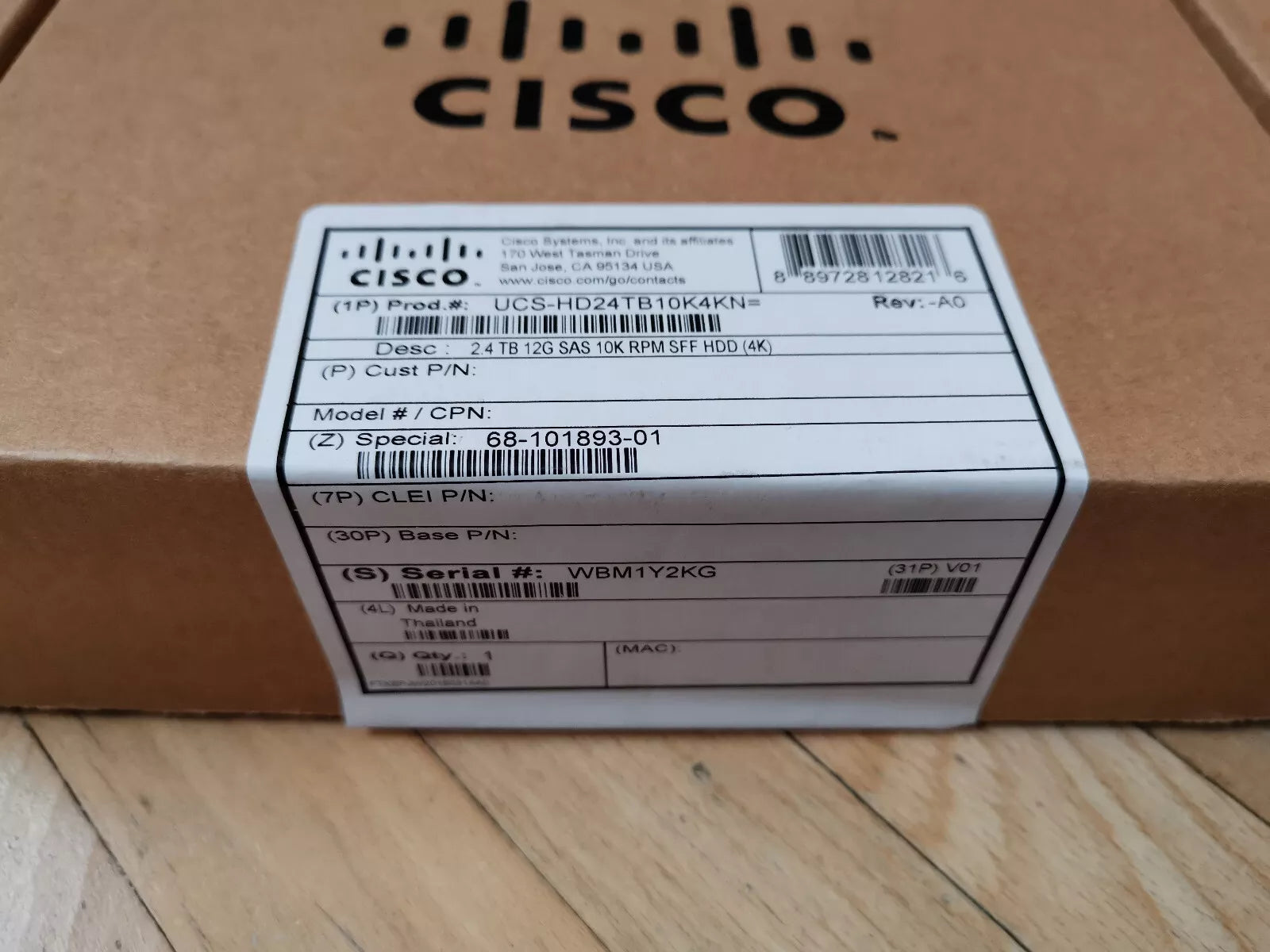 HDD SAS 2.4TB 12G 10K RPM SFF (4K) NEW Cisco 68-101893-01 / UCS-HD24TB10K4KN