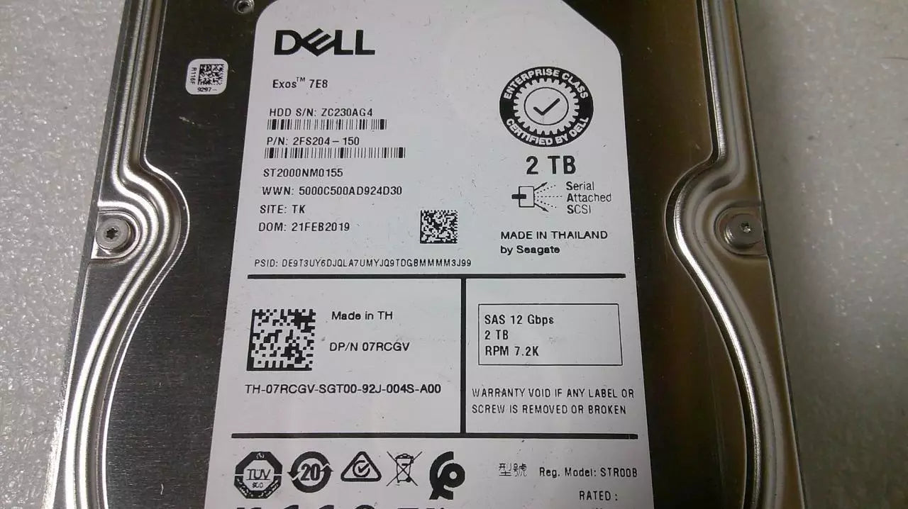 Dell ST2000NM0155 2 TB 2000GB 3.5" SAS Internal Server Drive HDD 07RCGV