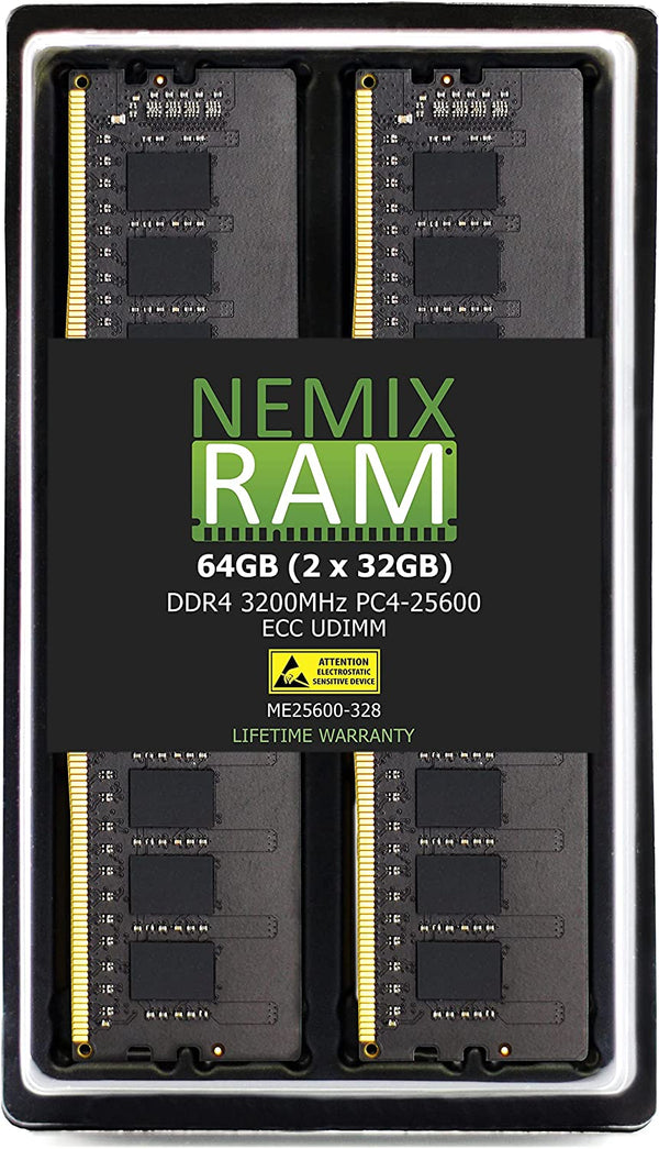 Memoria NEMIX RAM 64GB 2x32GB DDR4-3200 PC4-25600 2Rx8 ECC Unbuffered Memory - AloTechInfoUSA