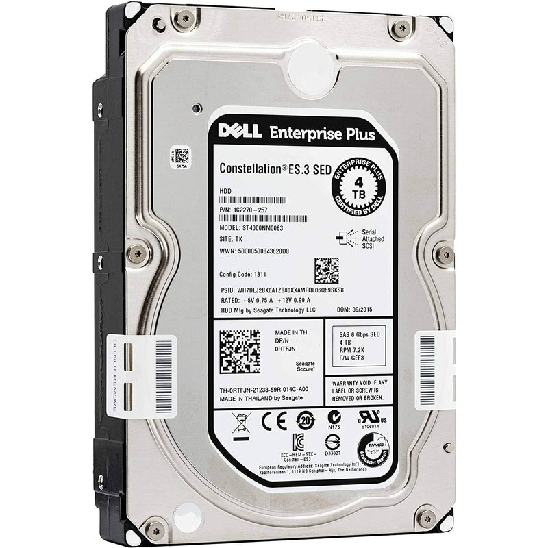 DELL ENTERPRISE CLASS 4TB 7.2K RPM SATA 3.5" 6Gbps HARD DRIVE W/TRAY FOR PowerEdge R210 II R220 R310 R320 R410 R415 R420 R510 R515 R520 R710 R720 R720XD T110 II T310 T320 T410 T420 T620 T710 - MFerraz Tecnologia