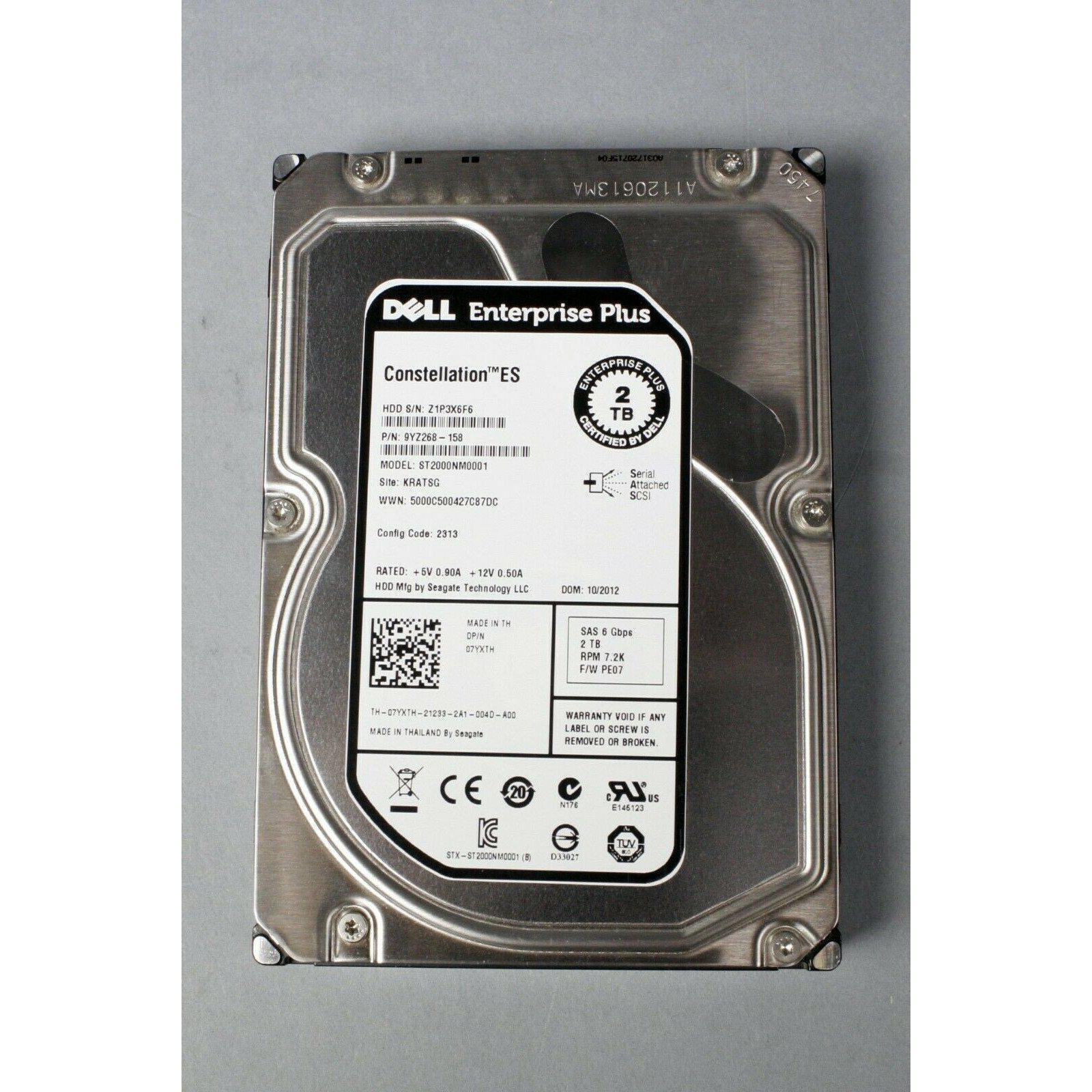 Dell 7YXTH EqualLogic 2Tb 3.5" SAS Drive Seagate ST200NM0001 9YZ268-158-FoxTI