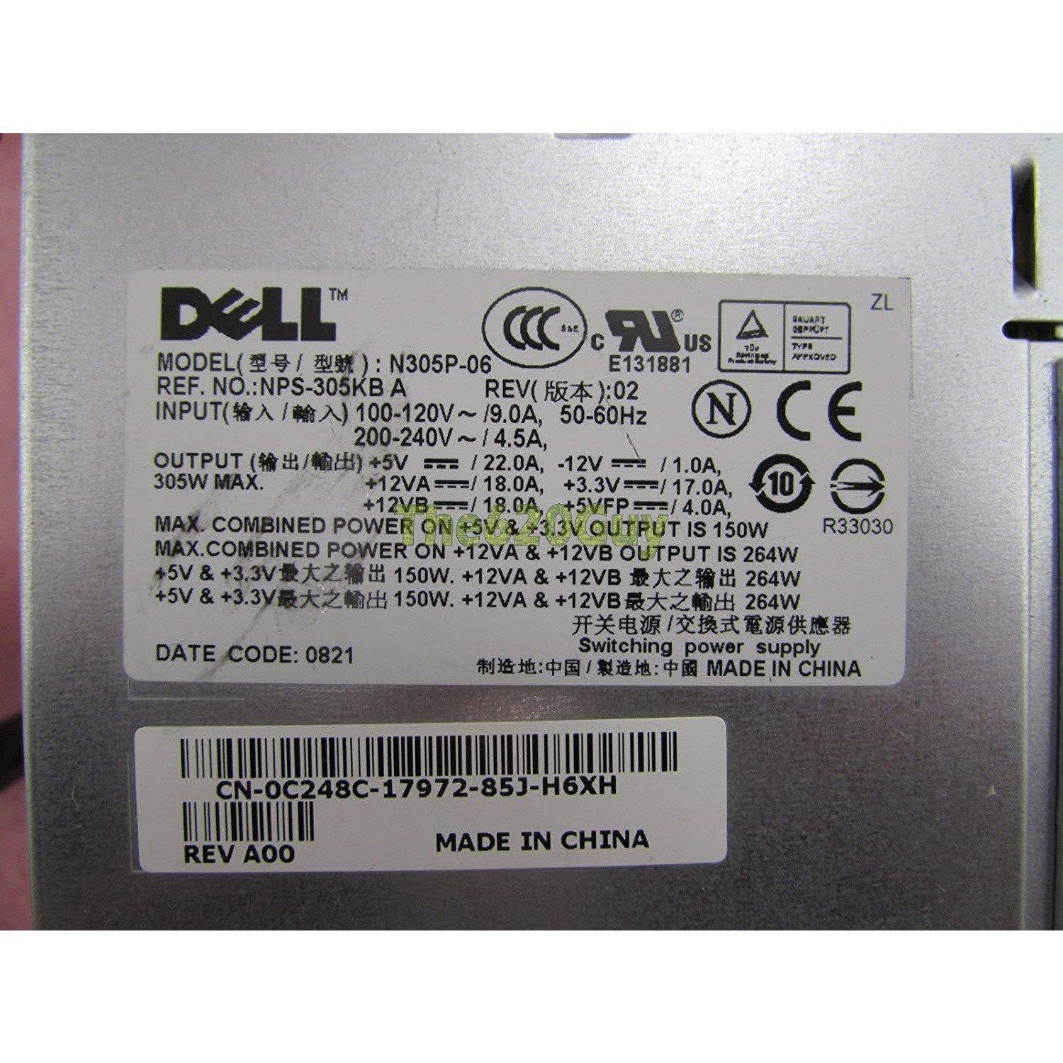 Dell Optiplex 740 MT 305W ATX12V Desktop Power Supply N305P-06 NPS-305KB A C248C-FoxTI