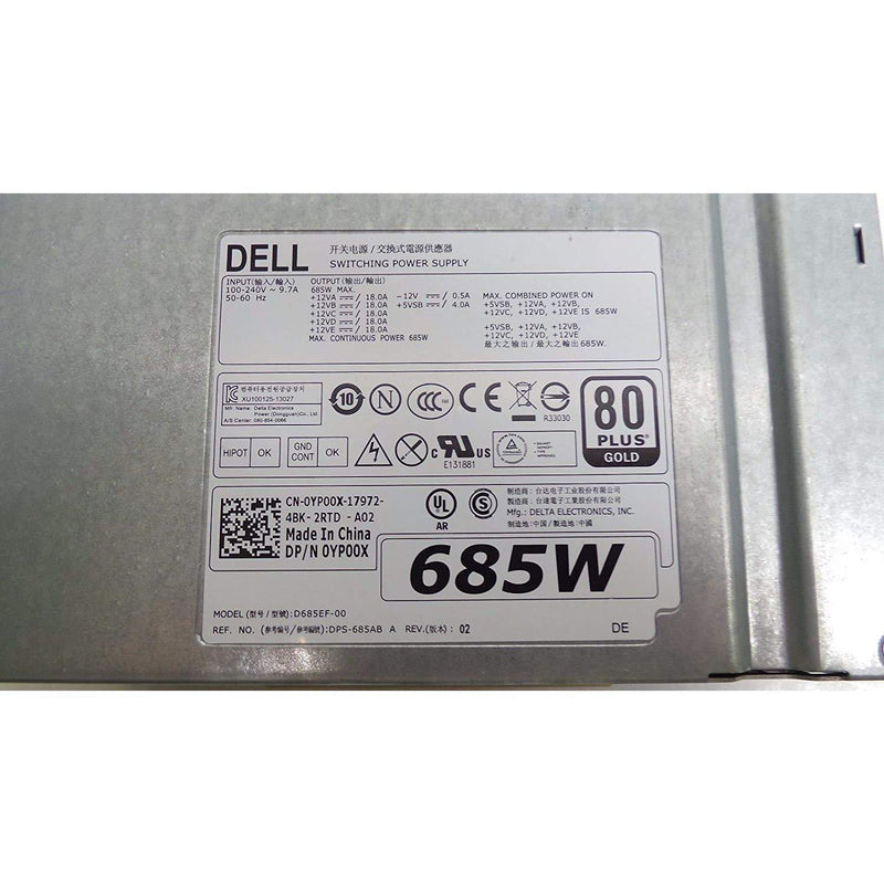 Dell PWR SPLY 685W EPA DLTA, YP00X 0vdy4n d685ef-01 dps-685ab-1 a-FoxTI