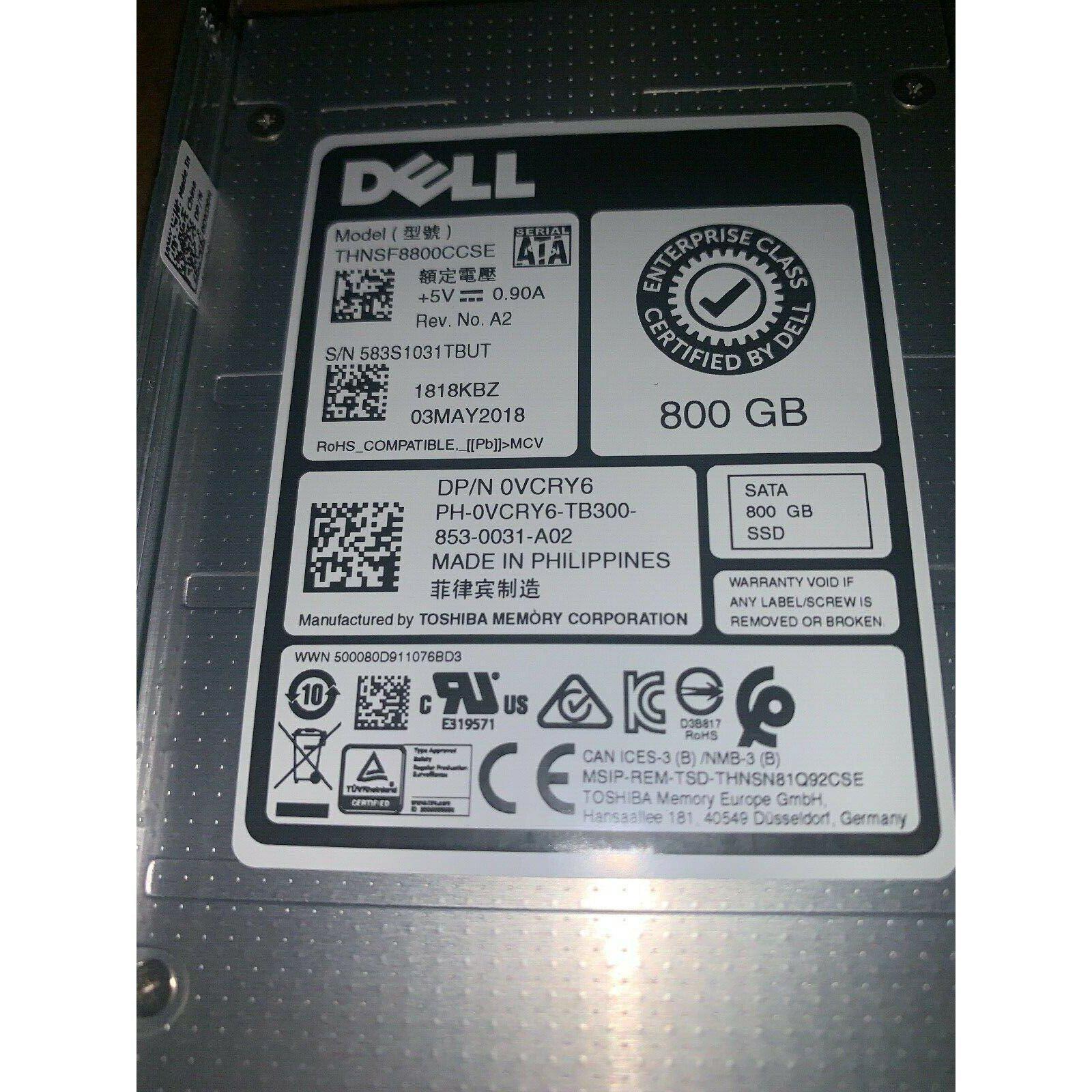 Dell VCRY6 800GB Enterprise 2.5" SATA 6GBPS MLC SSD THNSF8800CCSE-FoxTI