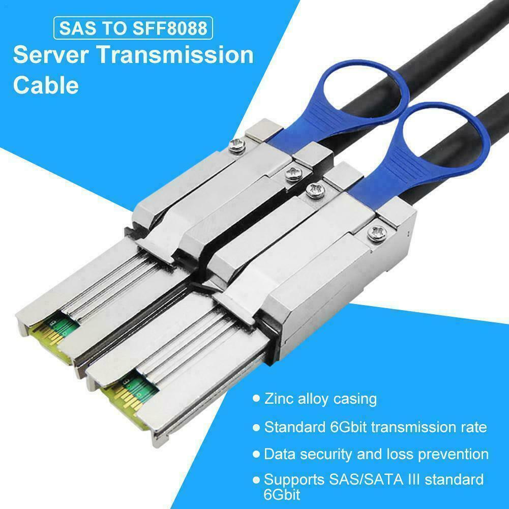 External Multila Mini SAS SFF-8088 to SFF-8088 Cable Mini SAS 26P 3FT 1M 713243025142-FoxTI