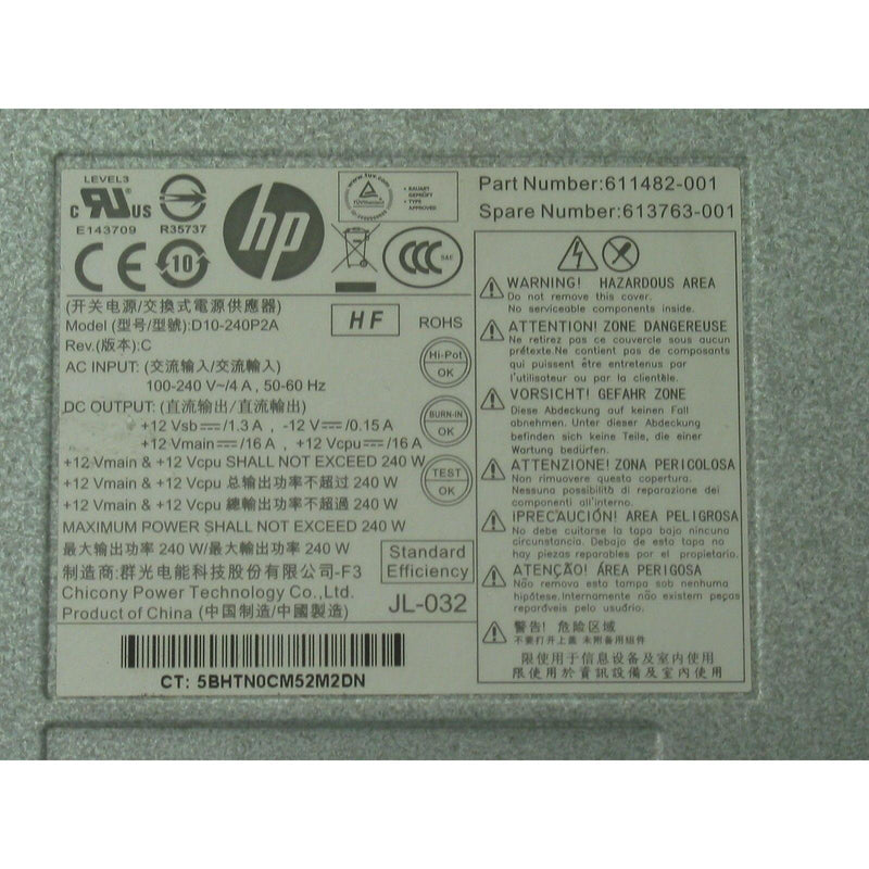 Fonte para HP Power Supply 611481-001 611482-001 240W Pro 6300 6305 Elite 8300 SFF DPS-240-FoxTI