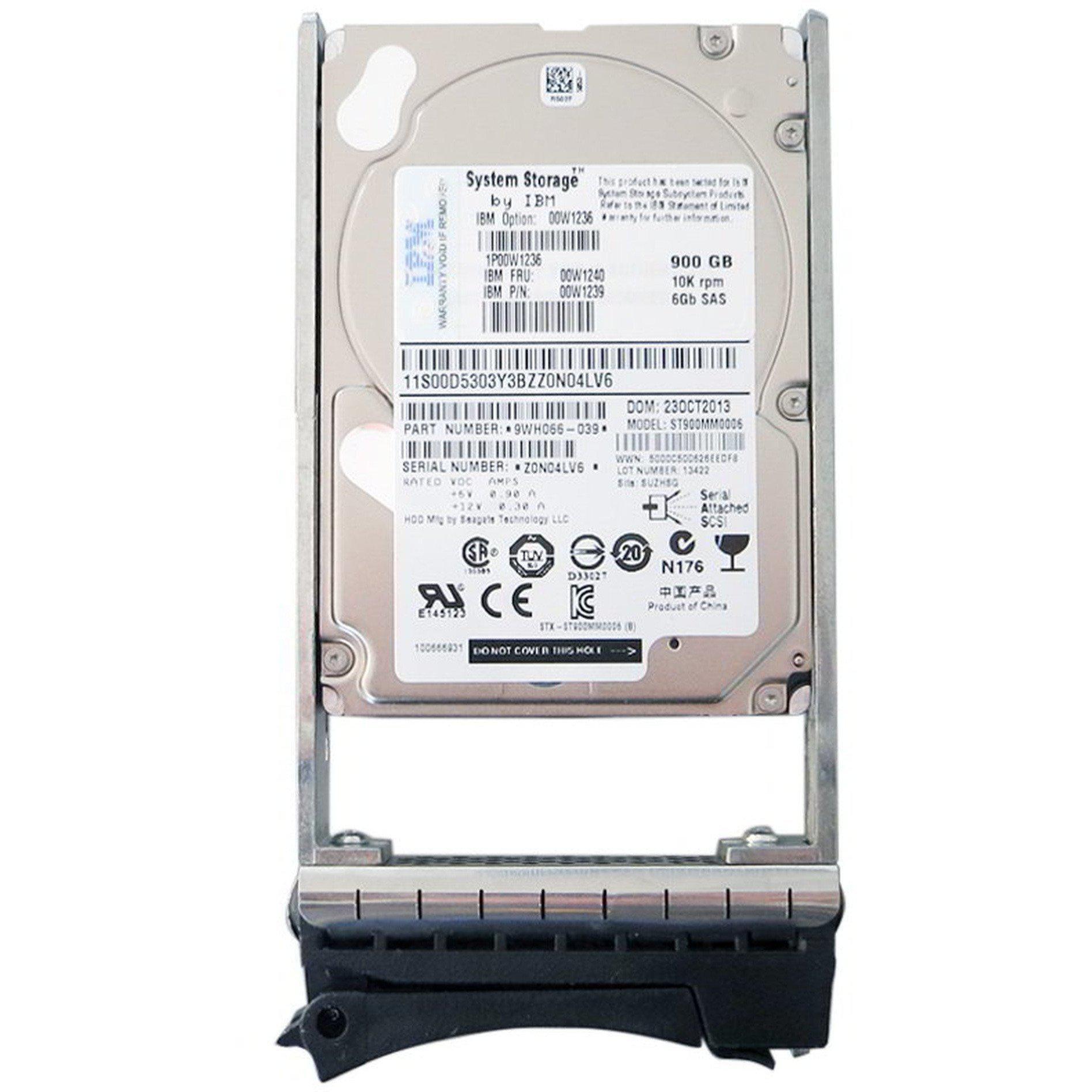 IBM 900GB SAS 6Gbps 10K RPM 2.5" Hard Drive 00W1236 00W1240 00W1239 DS3524 883436308694-FoxTI