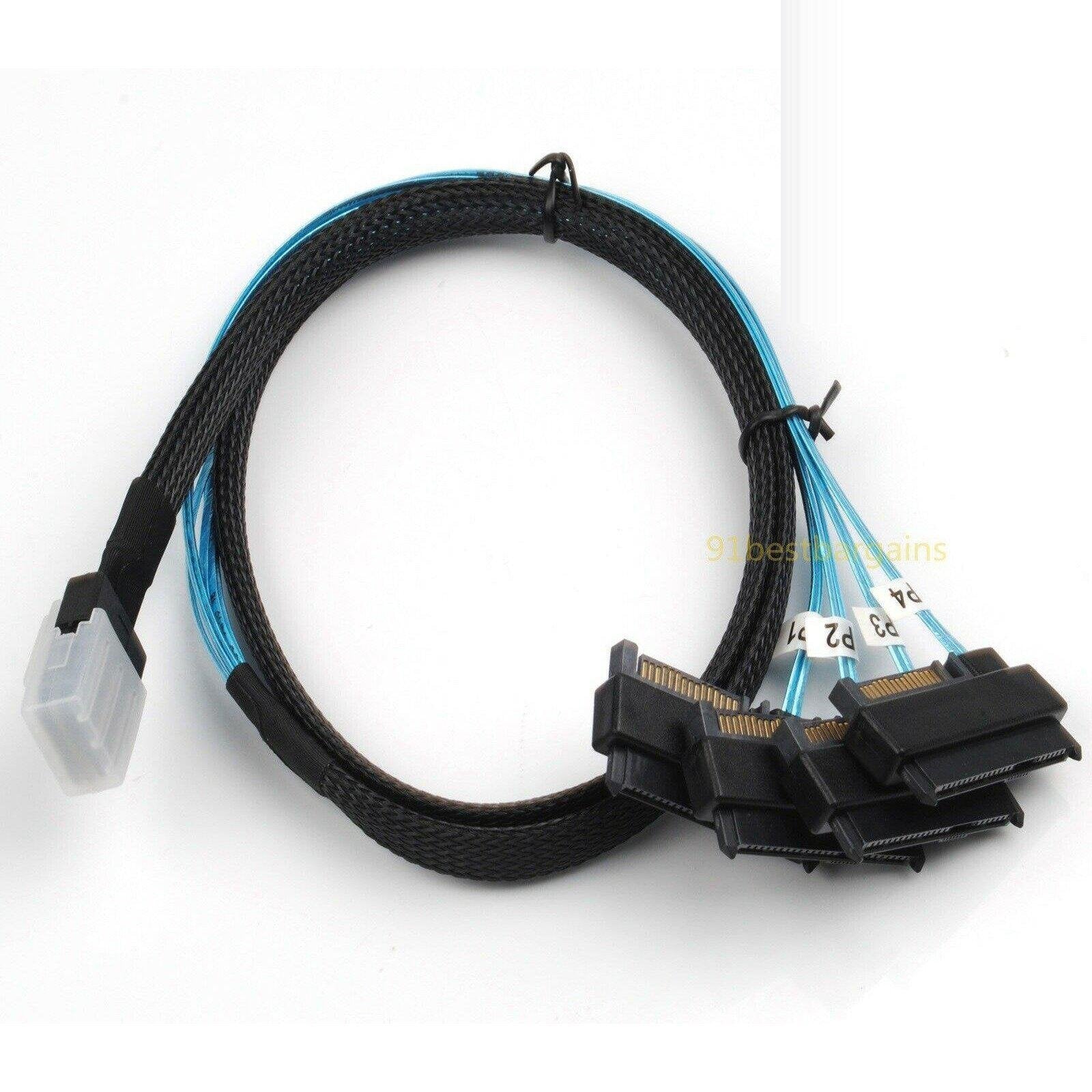 Mini SAS 36P SFF-8087 to 4 SFF-8482 Connectors With SATA Power Cable 1M US SHIP 813501730341-FoxTI