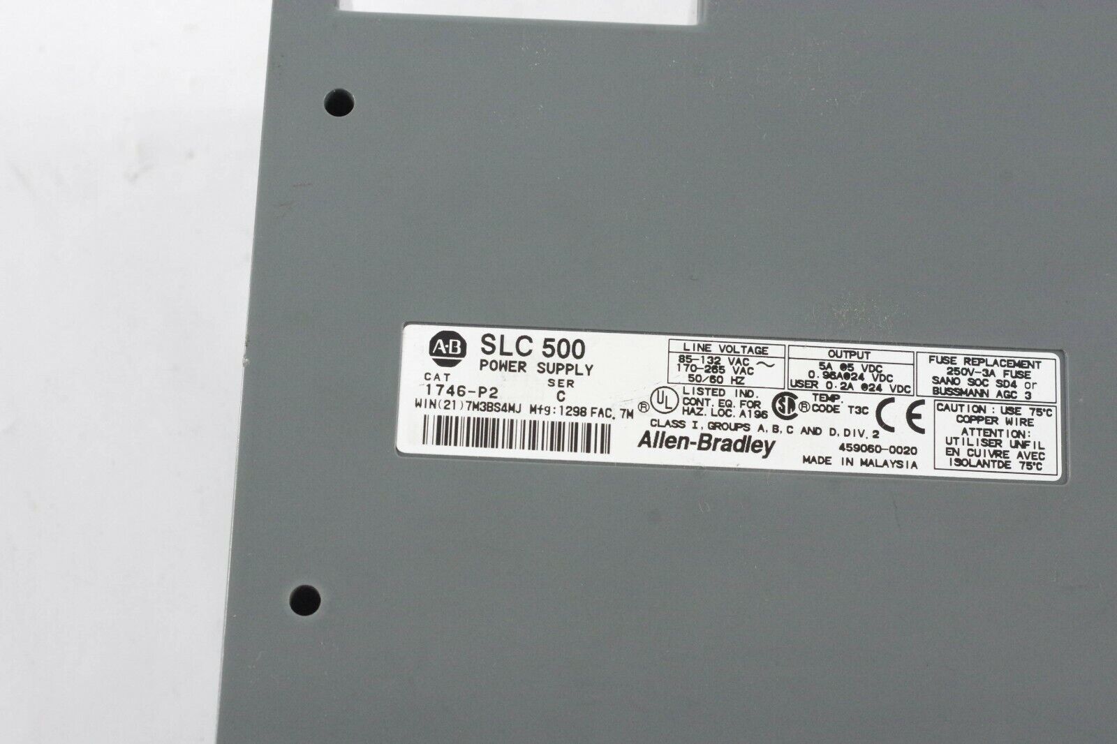 Allen Bradley 1746-P2 Slc 500 Ser C Power Supply Module - AloTechInfoUSA