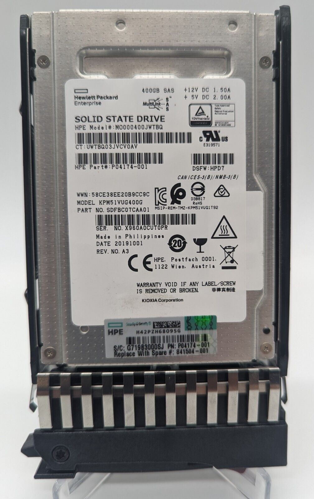 HP HP 841504-001 400 GB MSA 12G MU 2,5 POLEGADAS SAS SSD N9X95A, 871888-001