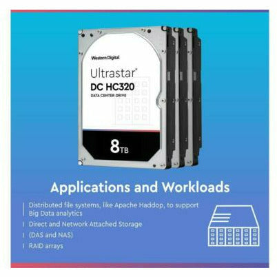 HGST 8 TB WD Ultrastar DC HC320 SATA 7200 RPM 256 MB 3.5" HDD HUS728T8TALE6L4 - MFerraz Tecnologia