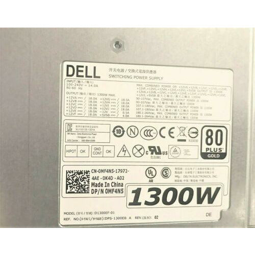 Fonte Dell 1300W Server Power Supply D1300EF-01 MF4N5 PSU DELL T7910 T5810 T7810 T7610 - MFerraz Tecnologia