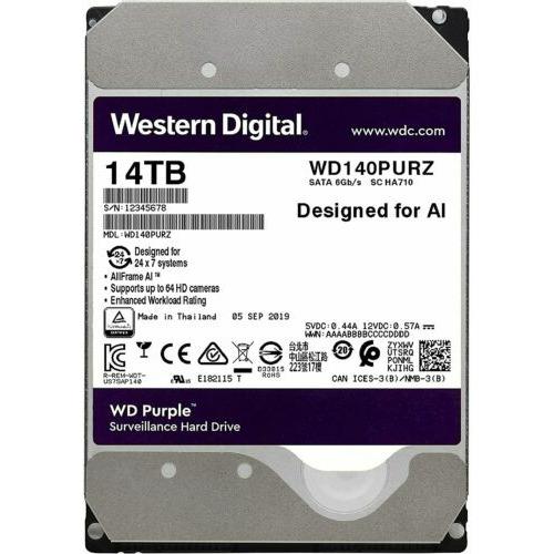  WD Purple 14TB Surveillance 7200 RPM SATA III 512MB 3.5" Internal HDD WD140PURZ - MFerraz Tecnologia