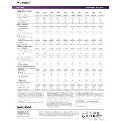 WD Purple WD121PURZ 12TB Surveillance 7200 RPM 3.5" SATA lll Internal  6 Gb/s - MFerraz Tecnologia