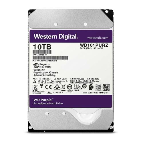 Disco WD Purple 10TB Surveillance 7200 RPM SATA lll 256MB 3.5" Internal HDD WD101PURZ - MFerraz Tecnologia