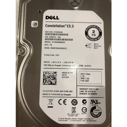 Disco DELL 2TB 7.2K 6G 3.5'' SAS HDD FOR R430 R510 R520 R530 R630 R710 R720 R730 R610 - MFerraz Tecnologia