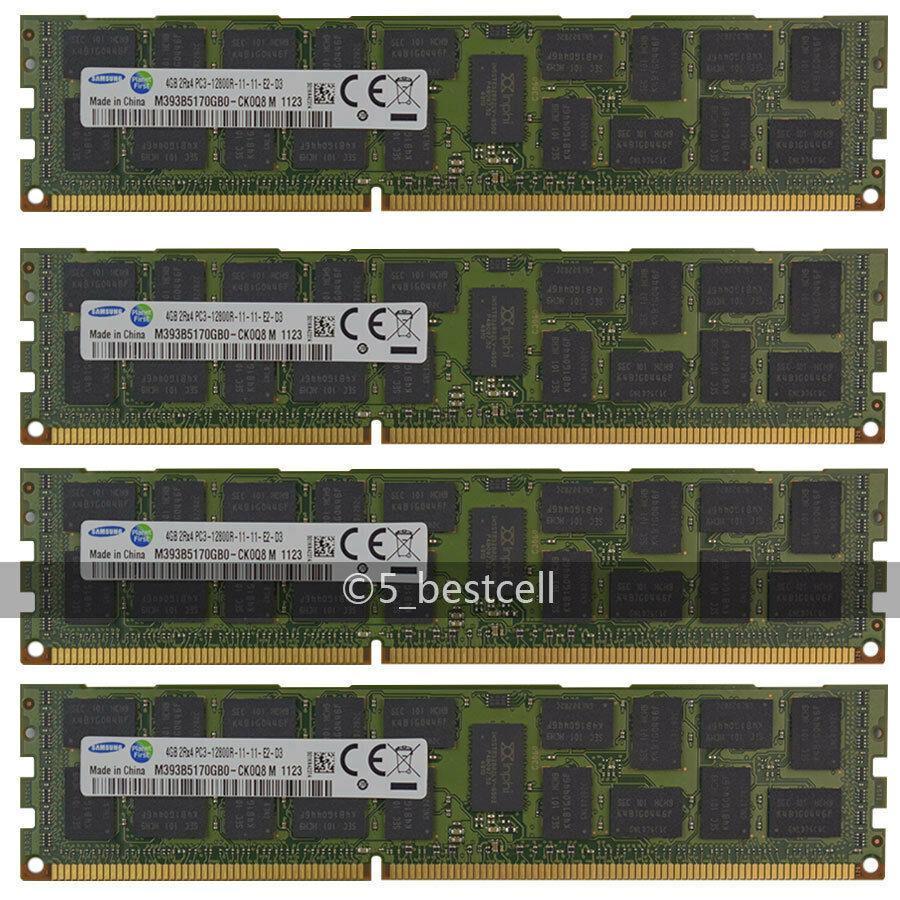 Samsung 16GB 4x 4GB DDR3 2RX4 1600MHz PC3-12800R ECC REG Server Memory Ram-FoxTI